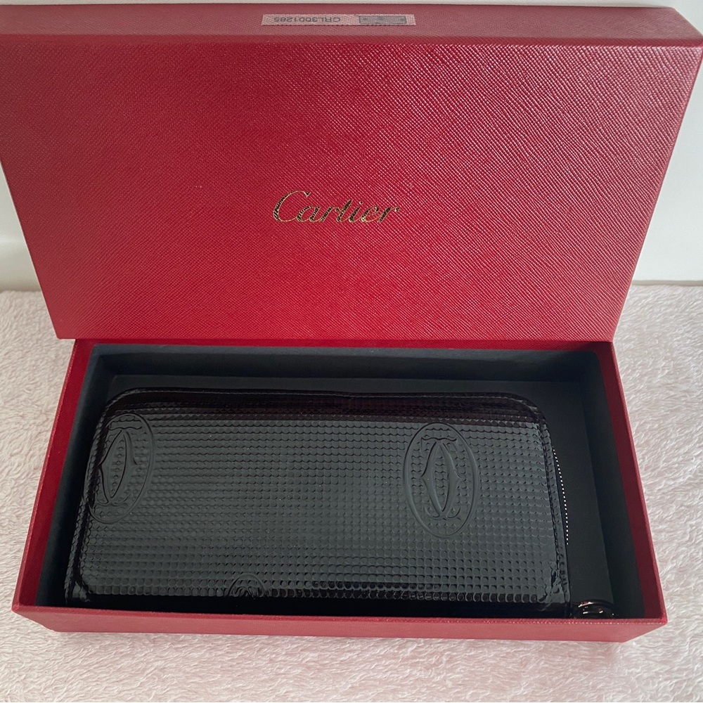 CARTIER HAPPY BIRTHDAY BLACK ZIPPY LONG WALLET
